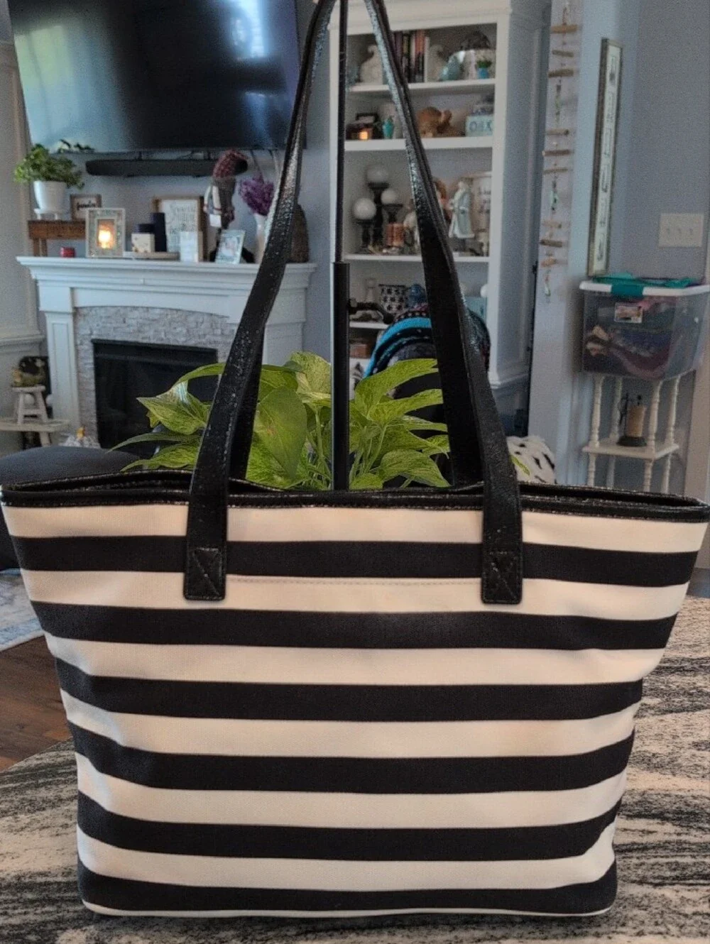 Michael Kors Striped Canvas Tote Bag
